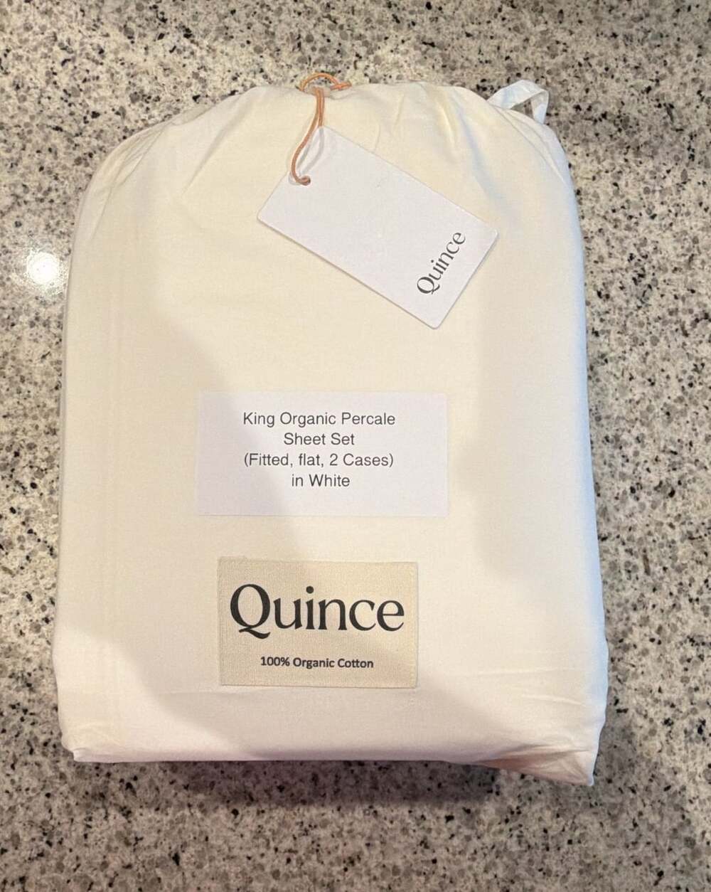 Quince King Organic Percale Sheet Set in White